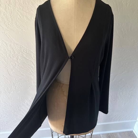 J JILL Womens One Button V-Neck Rayon Slinky Cardigan Blouse Size Small Black - Picture 2 of 11